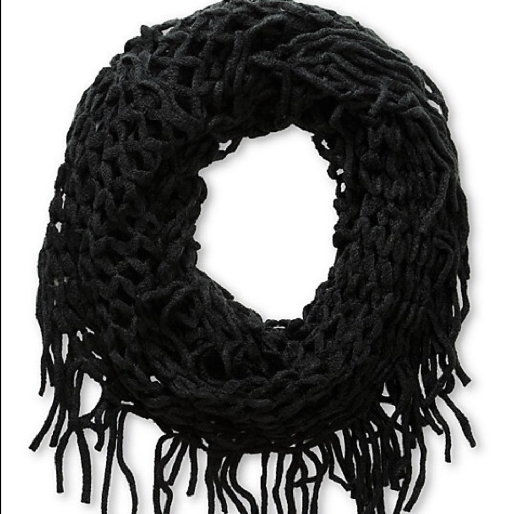 Black fringe infinity scarf